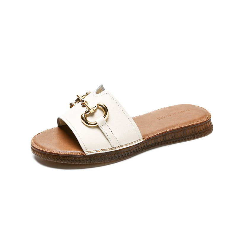 Summer Handmade Cowhide Leather Slippers