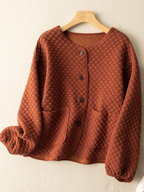 100% Natural Fabric Long Sleeve Buttoned Coat