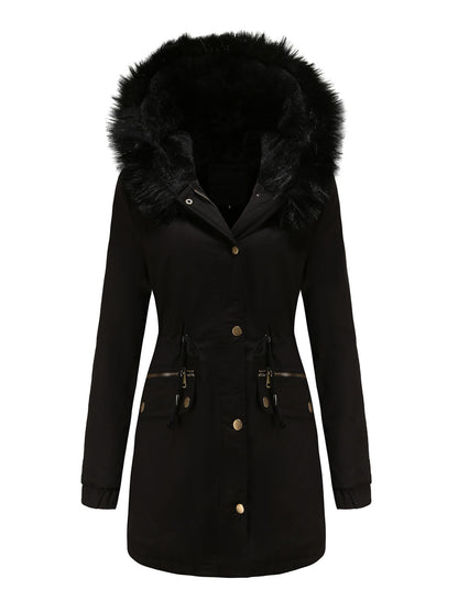 Parka Coat Street Plush Winter Hoodie Coat Color Oversized Fur Warm Coat