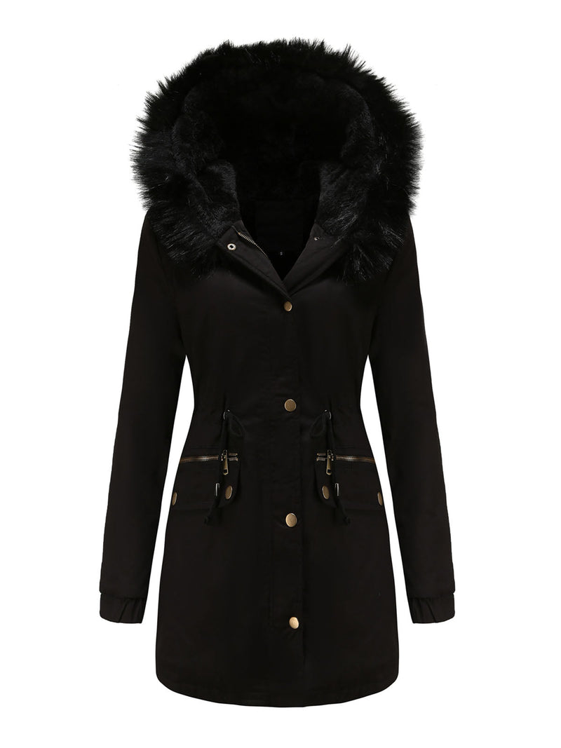 Parka Coat Street Plush Winter Hoodie Coat Color Oversized Fur Warm Coat