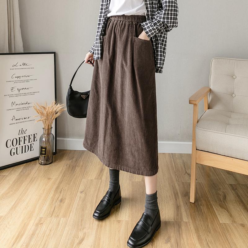 Winter Retro Corduroy Cotton A-line Skirt