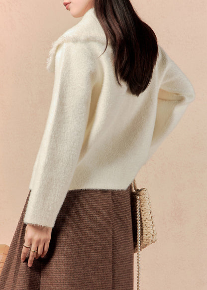 White Button Pockets Mink Velvet Coats Winter