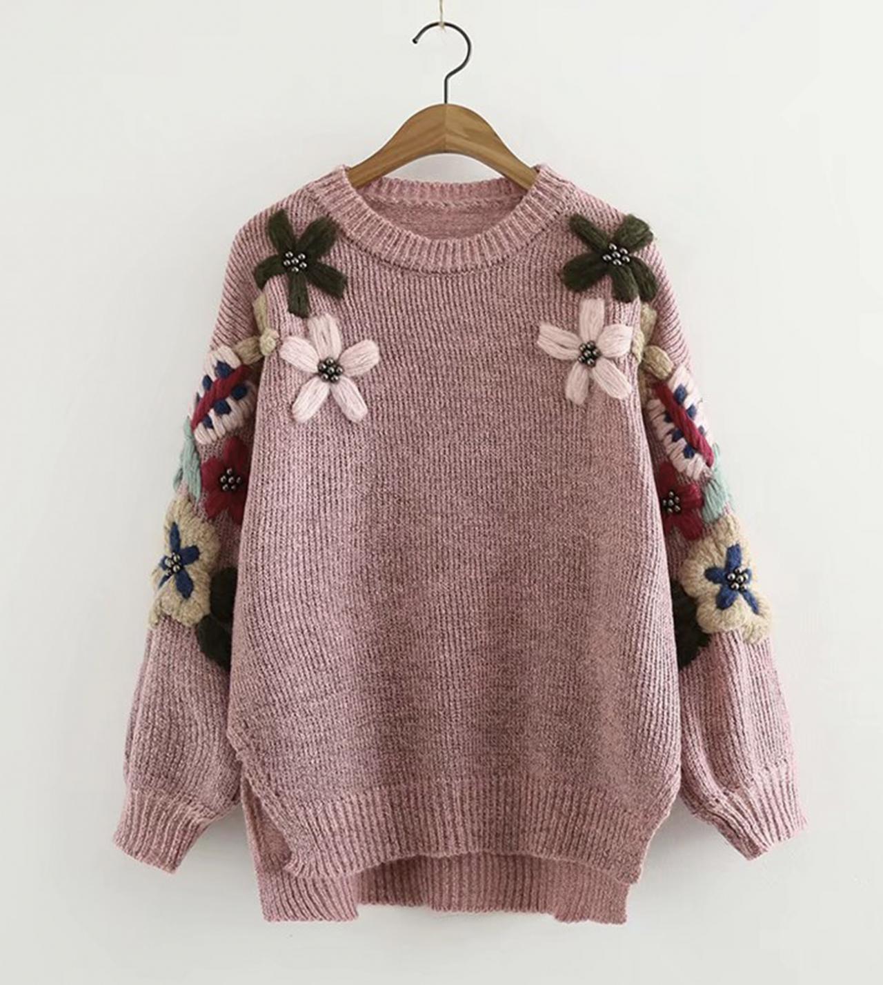 Flowers Long Sleeve Sweater 044