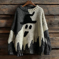 Halloween Ghost Knitted Warm Crew Neck Sweater artswardrobe