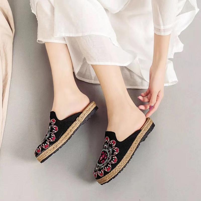 Embroidered Flats Home Slippers