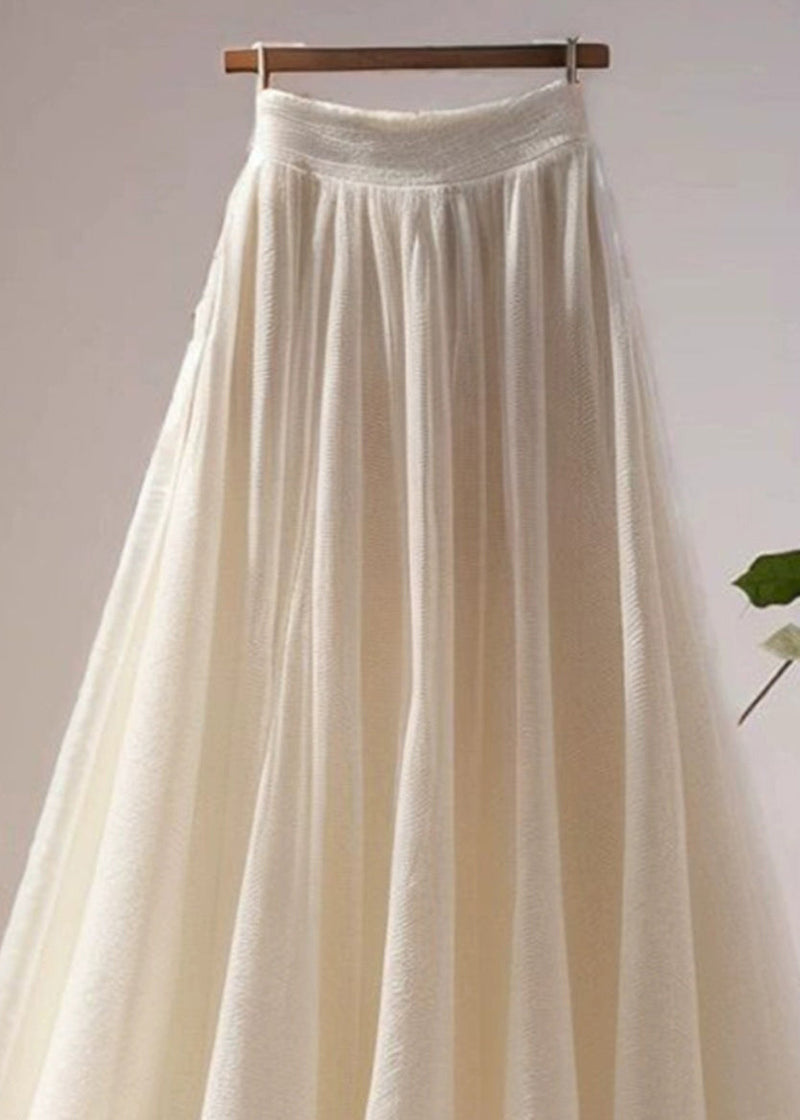 Apricot Wrinkled Cotton Maxi Skirts Summer