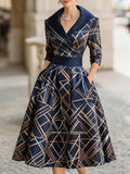 Women's abstract jacquard printed mid-length dress