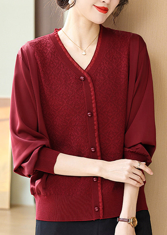 Mulberry Print Patchwork Ice Silk Shirts Bracelet Sleeve