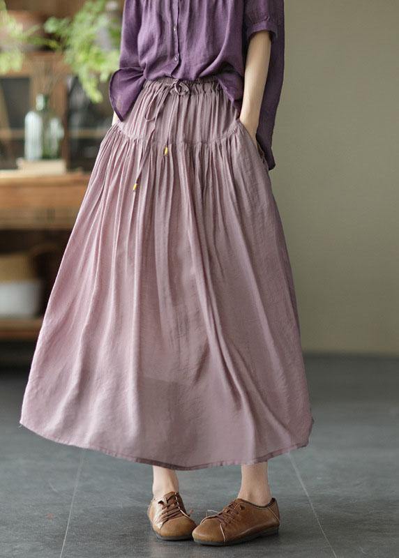 Khaki Retro Circle Summer a Line Linen Skirt