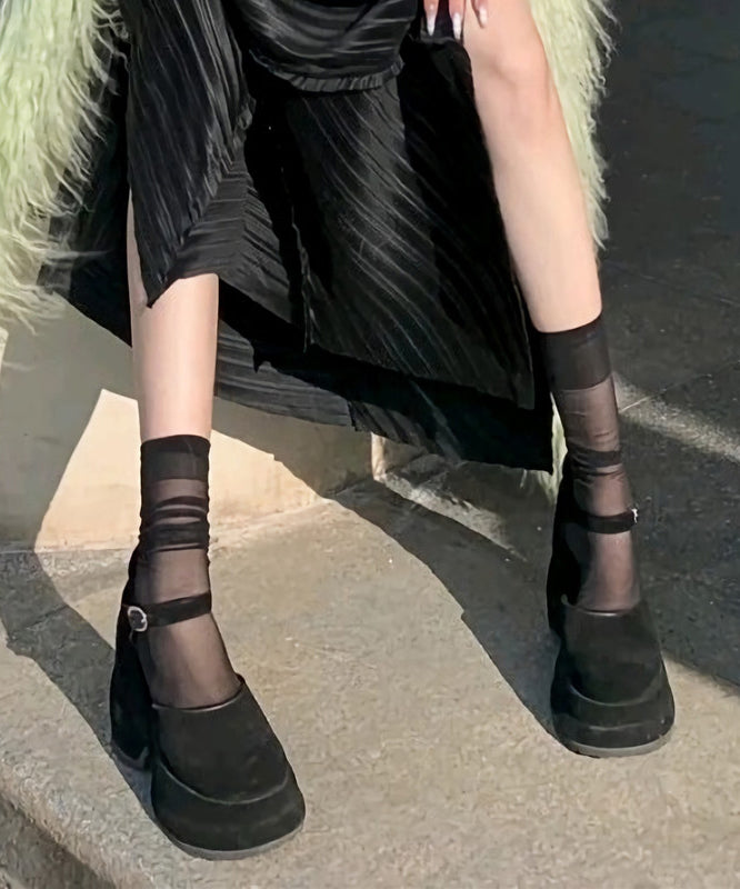 Purple Buckle Strap Platform Heels Sandals Suede