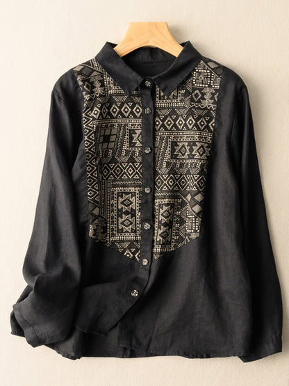 Classic Print Pattern Style Button Down Shirt