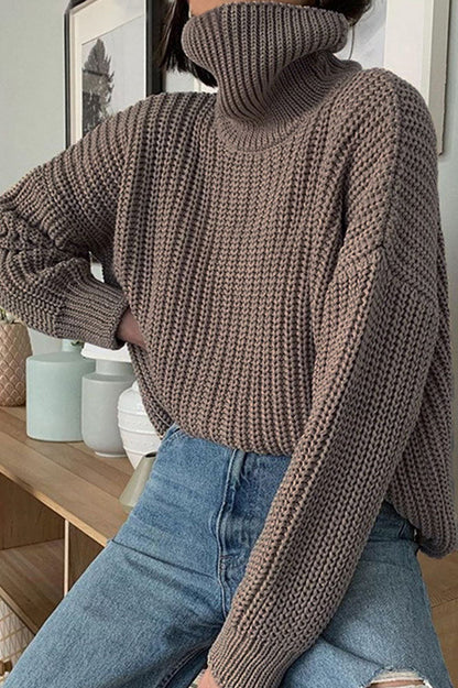 Leave It All Behind Cropped Turtleneck Sweater