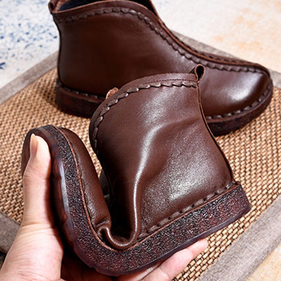 Leather Style Soft Ankle Boots ( Added Plush Styles)