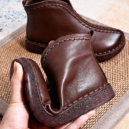 Leather Style Soft Ankle Boots ( Added Plush Styles)