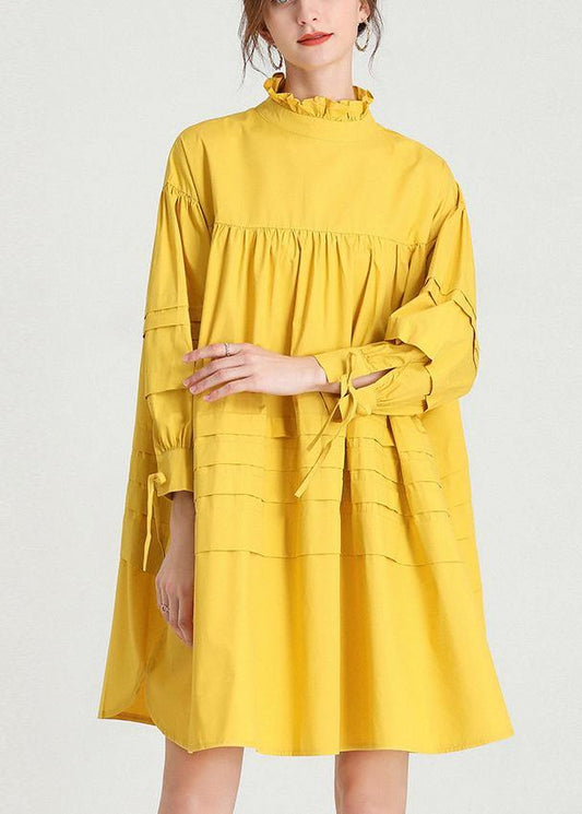 Yellow Stand Cotton Bow Spring Maxi Dresses