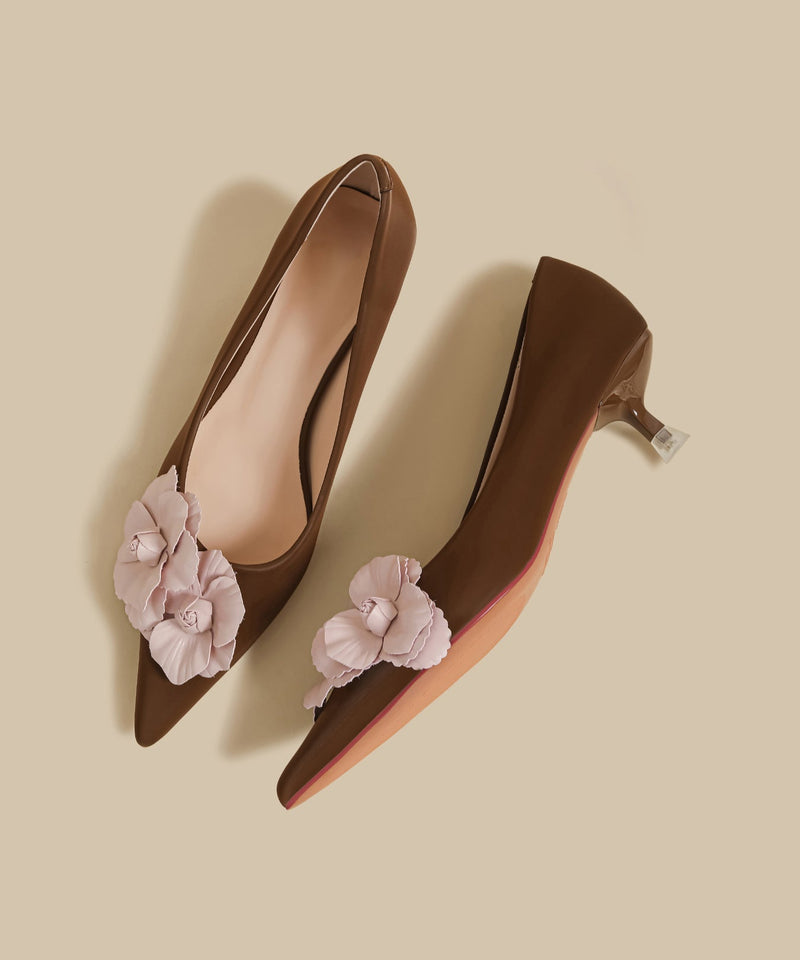 Mulberry Faux Leather Splicing High Heel Shoes Pointed Toe