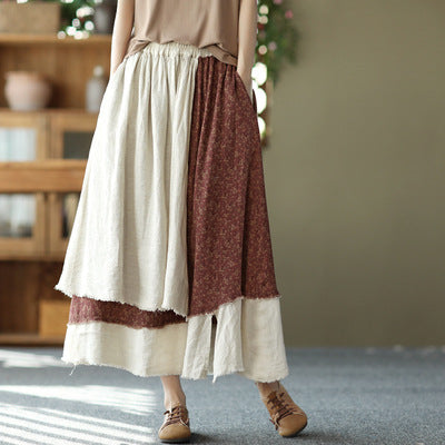 Linen Irregular Patchwork Skirt