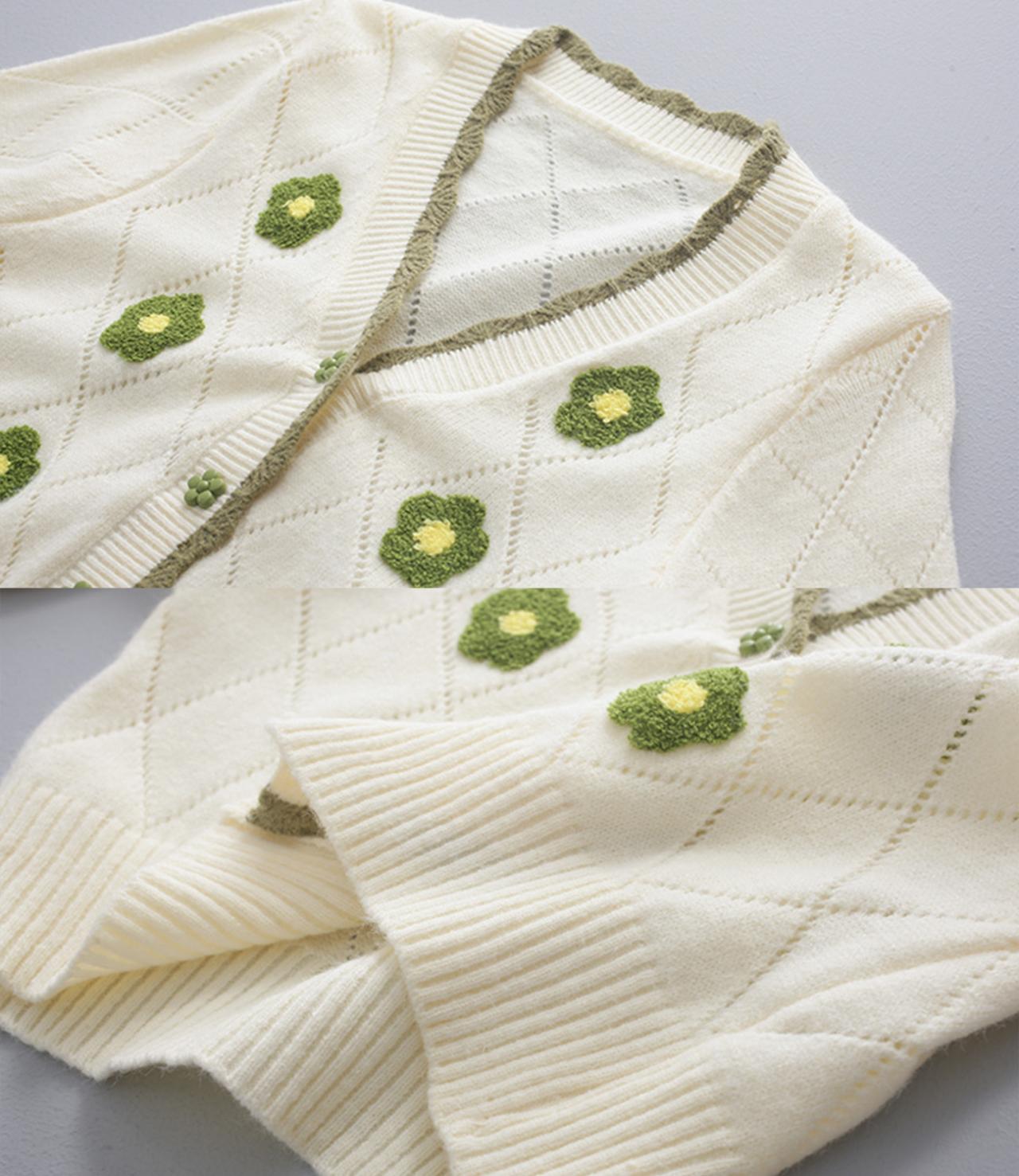 Flowers Long Sleeve Cardigan Sweater 140