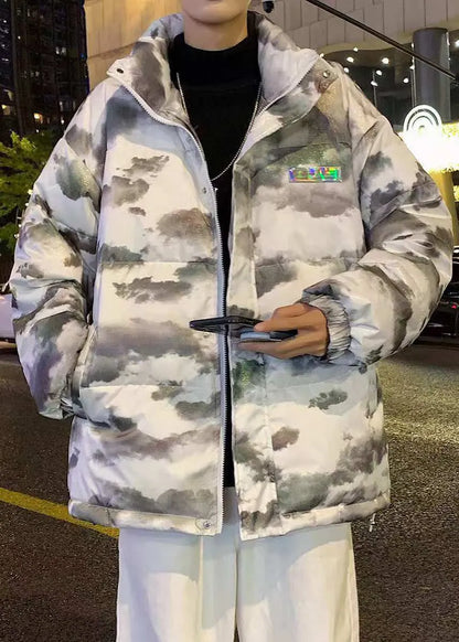 Grey Pockets Duck Down Down Coats Stand Collar Winter