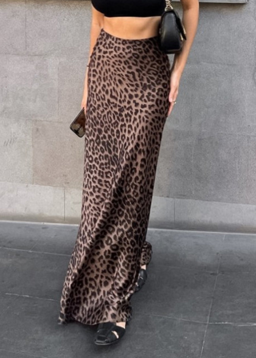 European and American Leopard Print Wrap Buttocks Fishtail Skirt Summer