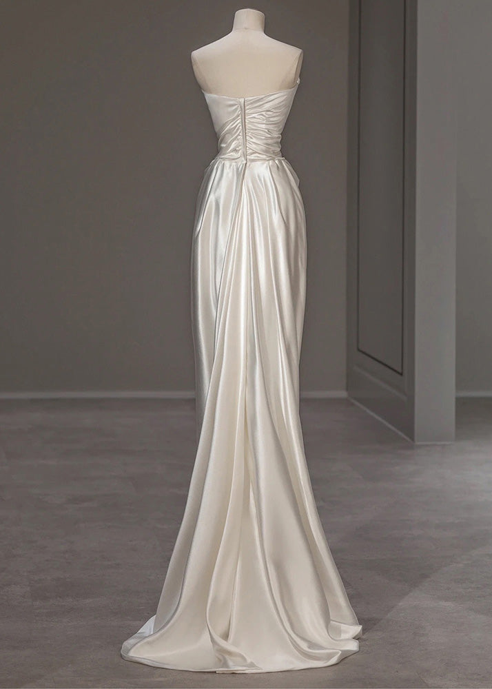 Italian White Wrinkled Silk Party Dress Summer