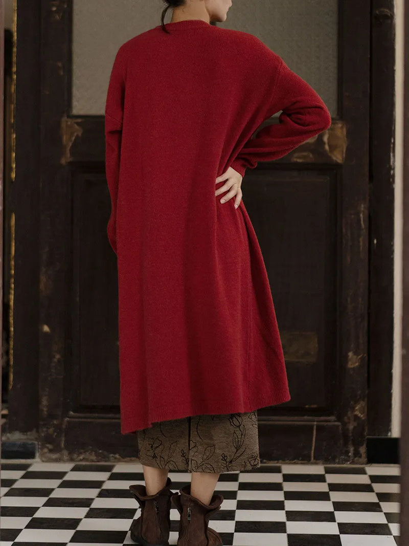 Winter Artsy Split Hem Long Sweater Dress