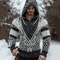 Men's Viking Jacquard Inspired Celtic Hooded Sweater artswardrobe