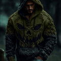 Men's Halloween Pumpkin Face Gradient Jacquard Knit Hooded Sweater artswardrobe