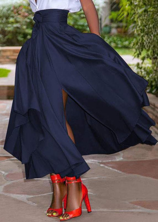 Back Zipper Lace-up Side Pockets Skirts for
