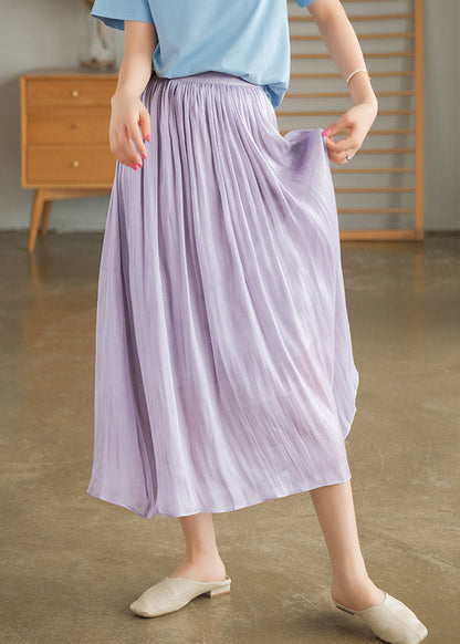 Apricot Elastic Waist Exra Large Hem Silk Skirts Summer