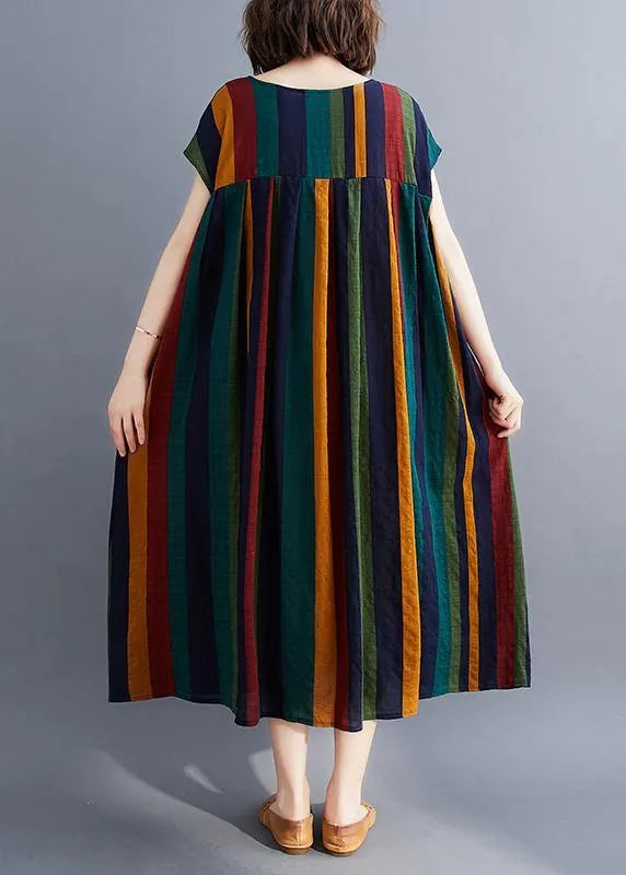 Unique Rainbow Clothes O Neck Large Hem Love Summer Dresses