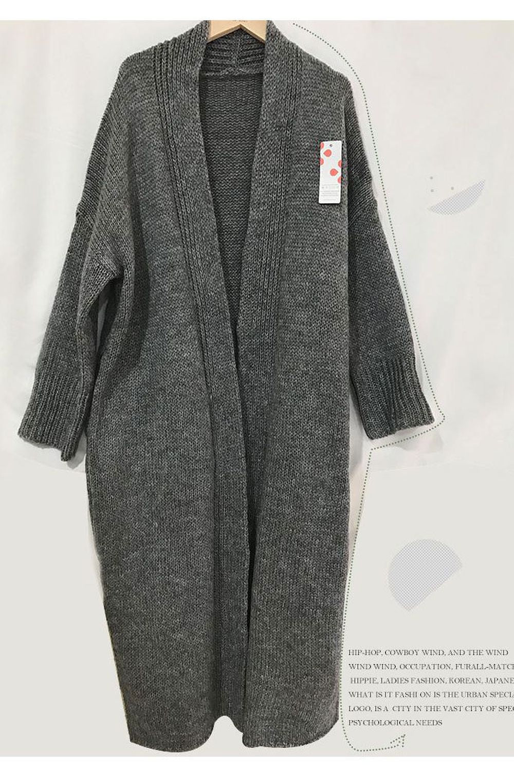 Grey Lapel Knit Cardigan