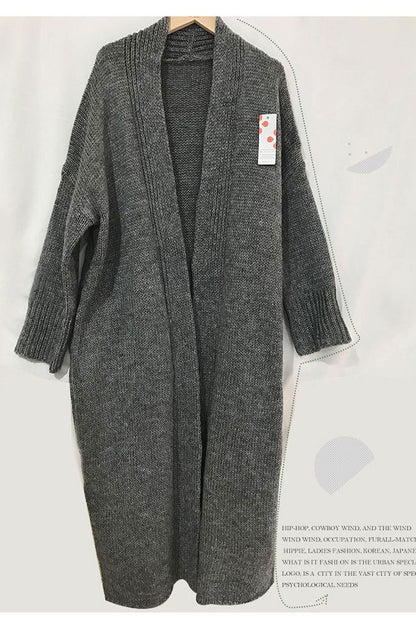 Grey Lapel Knit Cardigan