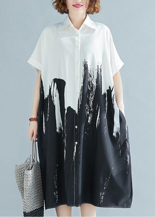 Modern Lapel Cotton Clothes for Work Outfits White Dress