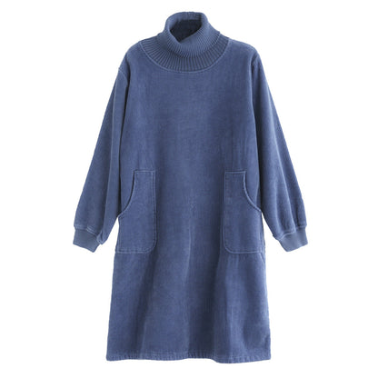 Corduroy Color Plus Velvet Thick Loose Turtleneck Top