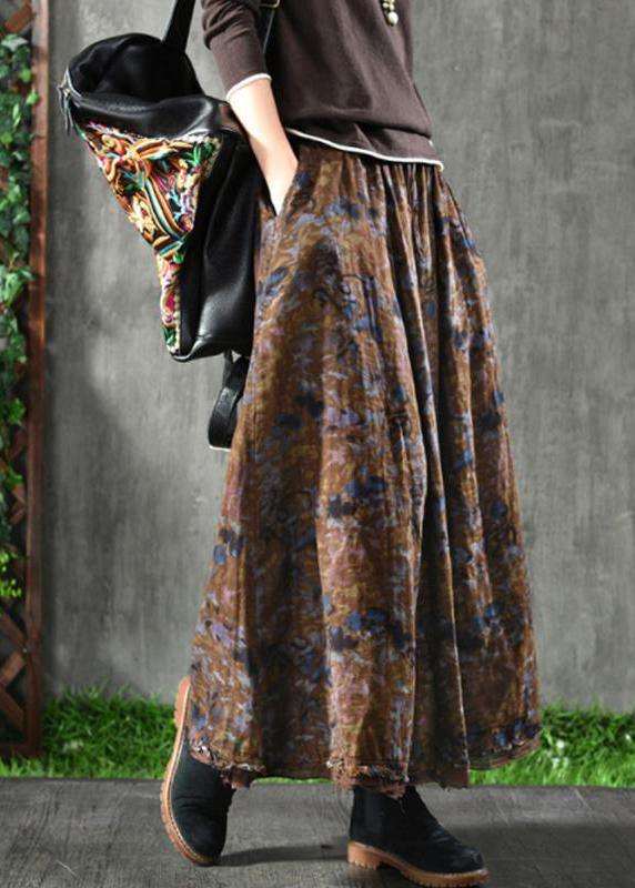 Velour Black Flower Skirt Maxi Length