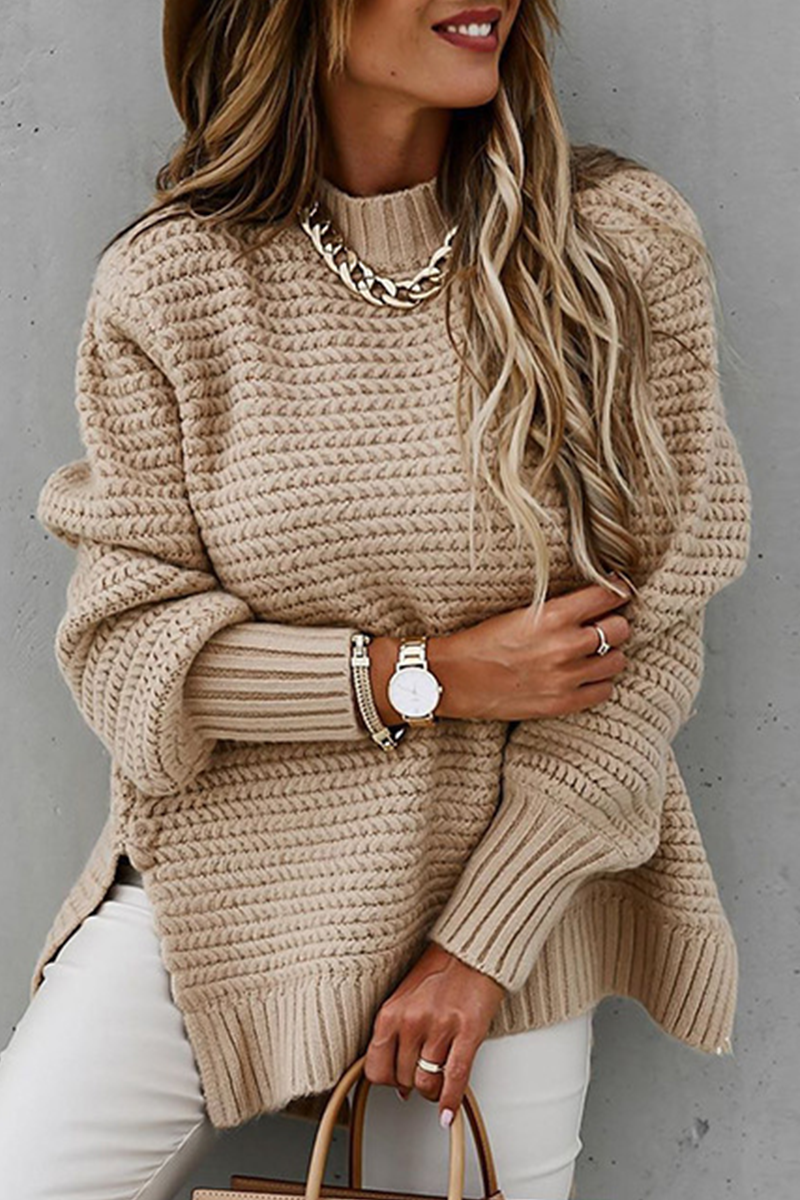 Street Slit O Neck Sweaters(4 Colors)