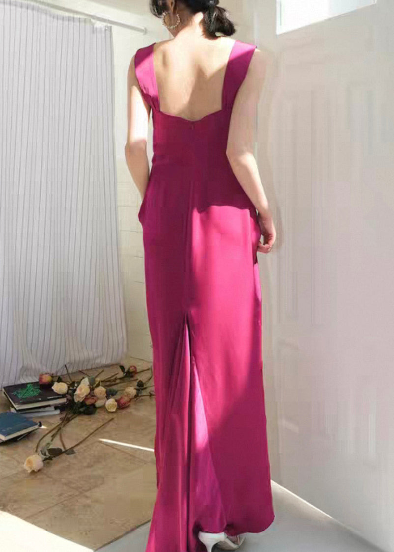 Rose Square Collar Cotton Spaghetti Strap Dress Sleeveless