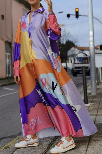 Nash Fun Print Loose Shirt Dress