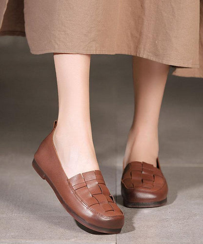 Chocolate Genuine Leather Flat Feet Shoes Penny Loafers