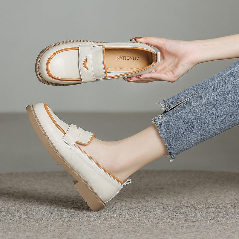 Autumn Leather Flat Loafers