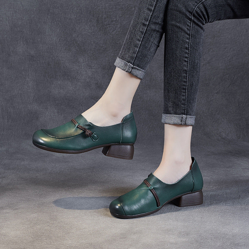 Spring Summer Retro Leather Wedge Shoes