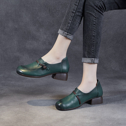 Spring Summer Retro Leather Wedge Shoes