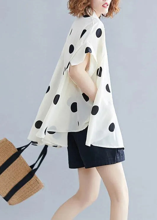 Organic Lapel Ruffles Box Top Christmas Gifts Nude Dotted Blouse