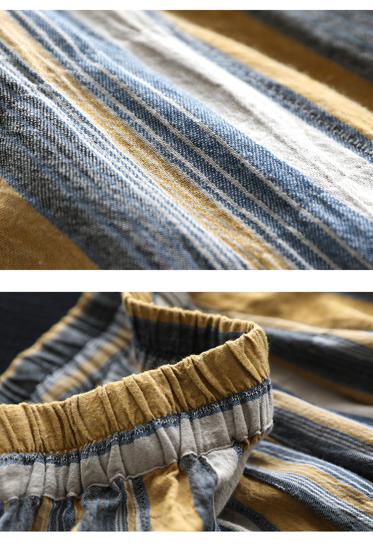 Literary Colorblock Striped A-line Skirt