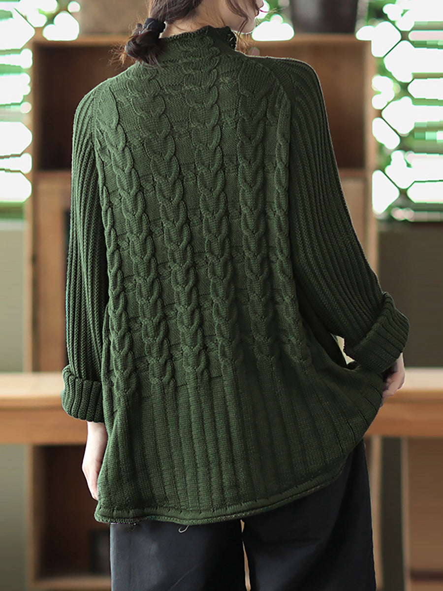 Turtleneck Knitted Color Long Sleeve Sweater