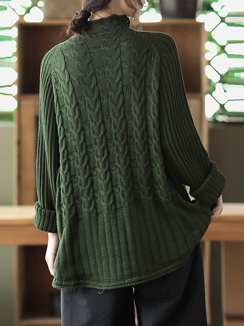 Turtleneck Knitted Color Long Sleeve Sweater