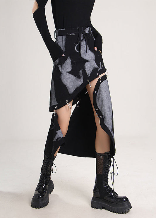 Asymmetrical Tie Dye Cotton Skirt Spring
