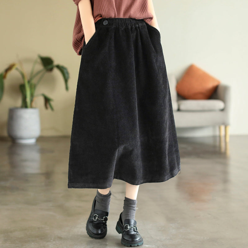 Autumn Corduroy Cotton A-line Skirt