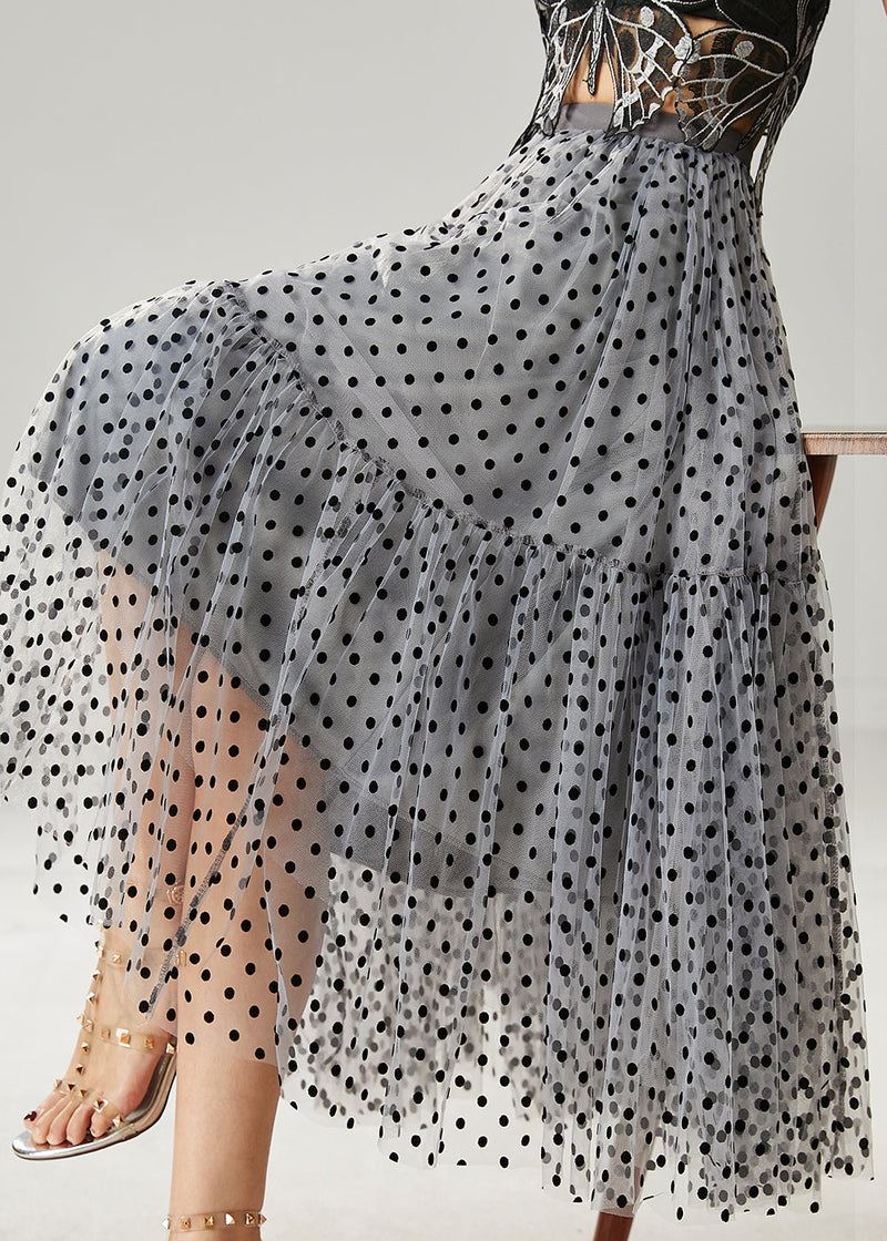 Grey Dot Patchwork Tulle Skirts Summer